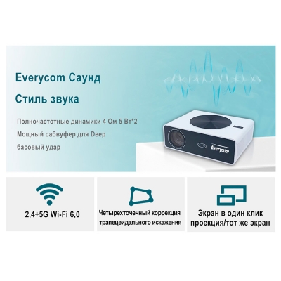 Проектор Everycom Q10W MAX 1080p 3/64Gb Android 12.0-13